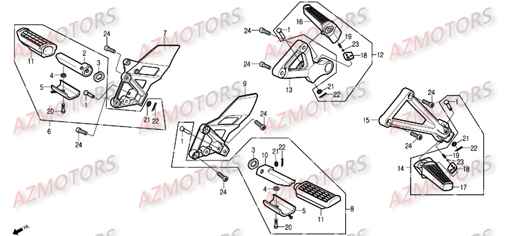 Repose Pieds AZMOTORS Pièces Moto DAELIM ROADSPORT 125cc
