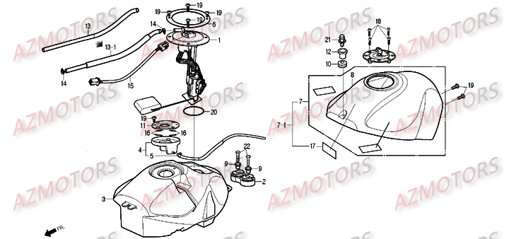 Reservoir AZMOTORS Pièces Moto DAELIM ROADSPORT 125cc
