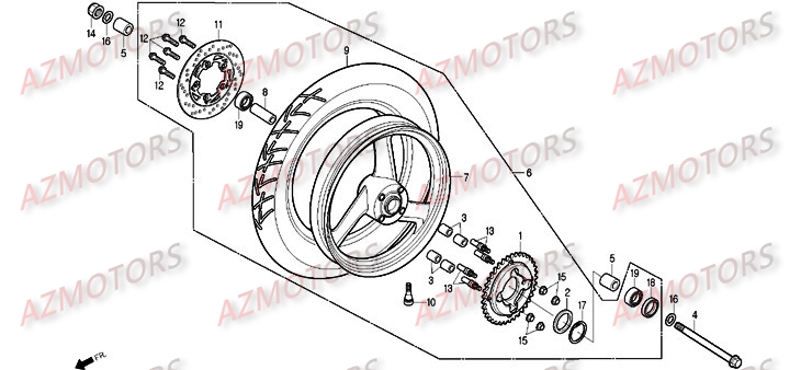 Roue Arriere DAELIM Pièces Moto DAELIM ROADSPORT 125cc
