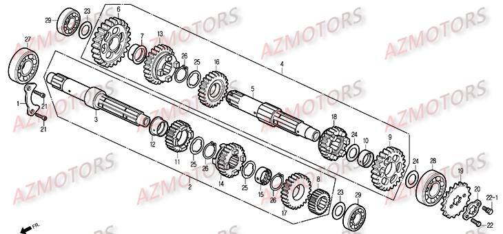 ARBRE PRIMAIRE SECONDAIRE AZMOTORS ROADSPORT 125 2010