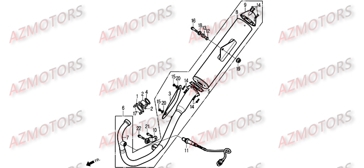 Echappement AZMOTORS Pièces Moto DAELIM ROADSPORT 125cc Apres 2010
