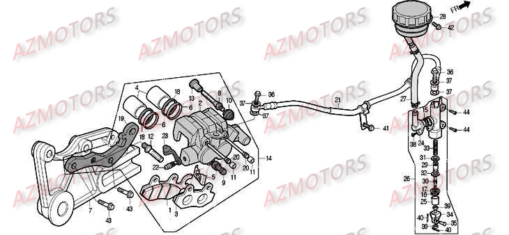 Etrier De Frein Arriere AZMOTORS Pièces Moto DAELIM ROADSPORT 125cc Apres 2010
