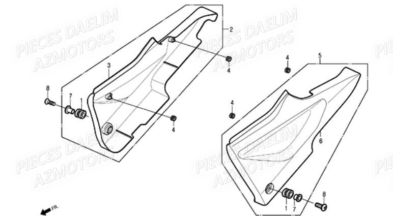 Cache Lateral DAELIM Pièces Moto DAELIM ROADSPORT 250cc
