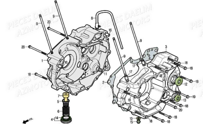 Carter Moteur DAELIM Pièces Moto DAELIM ROADSPORT 250cc
