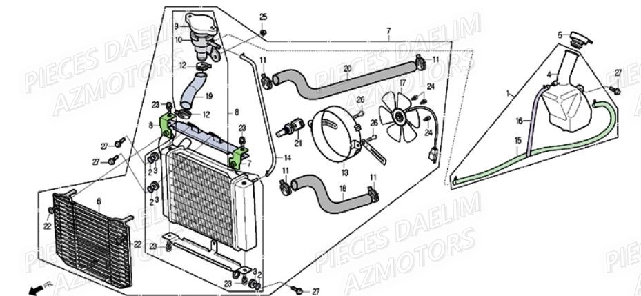 Radiateur DAELIM Pièces Moto DAELIM ROADSPORT 250cc
