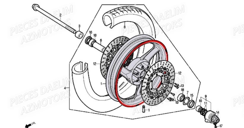 Roue Avant DAELIM Pièces Moto DAELIM ROADSPORT 250cc

