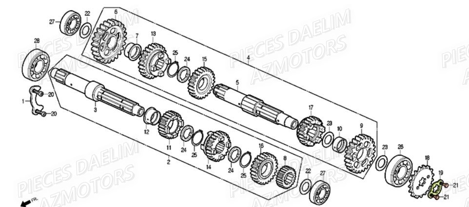 Transmission DAELIM Pièces Moto DAELIM ROADSPORT 250cc
