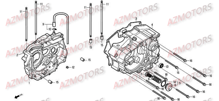 DEMI CARTER DROIT (ALU) DAELIM ROADWIN 125 (derniere pieces dispo) pour CARTER MOTEUR de ROADWIN 125 CARBU