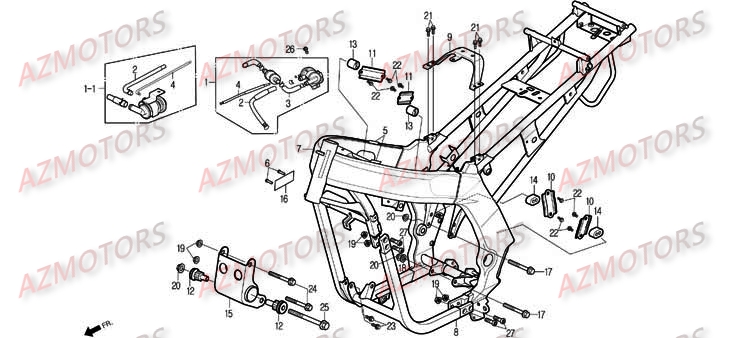 FIXATION RESERVOIR DAELIM (Dernieres pieces dispo) pour CHASSIS de ROADWIN 125 CARBU