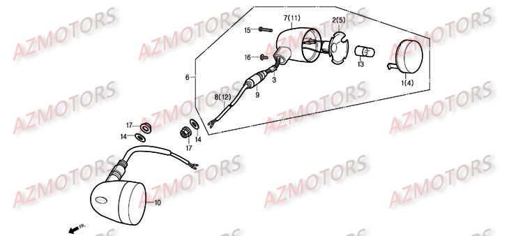 Clignotants Arriere DAELIM Pièces Moto DAELIM ROADWIN Carbu 125cc
