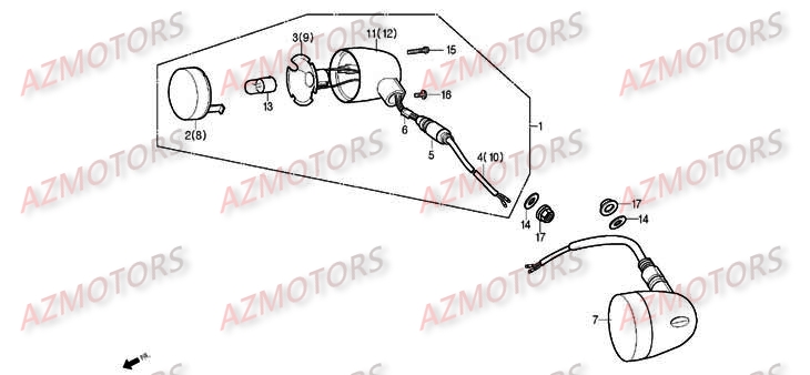 Clignotants Avant DAELIM Pièces Moto DAELIM ROADWIN Carbu 125cc
