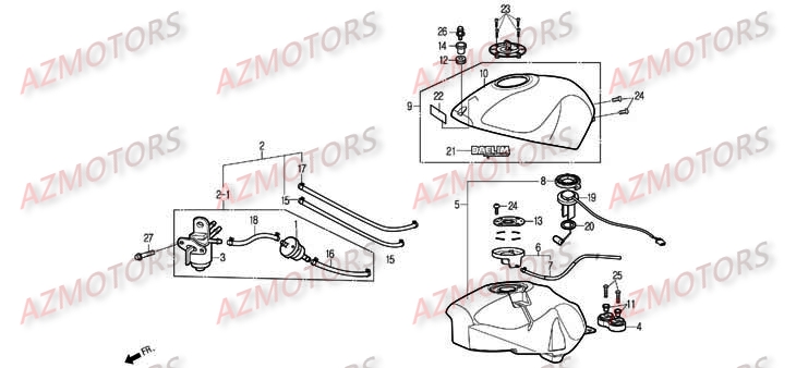 Reservoir DAELIM Pièces Moto DAELIM ROADWIN Carbu 125cc
