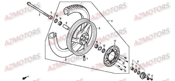Roue Avant DAELIM Pièces Moto DAELIM ROADWIN Carbu 125cc
