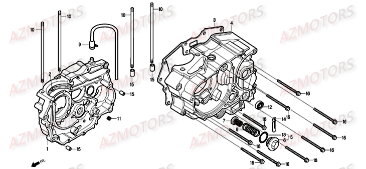 DEMI CARTER DROIT (ALU) DAELIM ROADWIN 125 (derniere pieces dispo) pour CARTER GAUCHE de ROADWIN 125 I