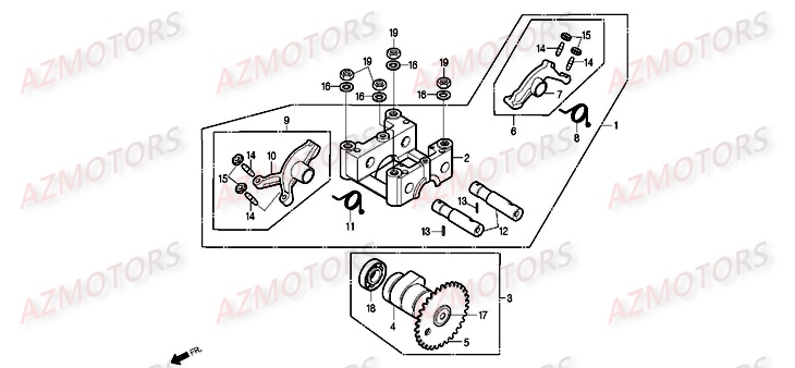 CULBUTEUR pièces DAELIM neuves Pièces Moto DAELIM ROADWIN injection 125cc  pièces détachées constructeur AZMOTORS ✓ repare a neuf au meilleur prix