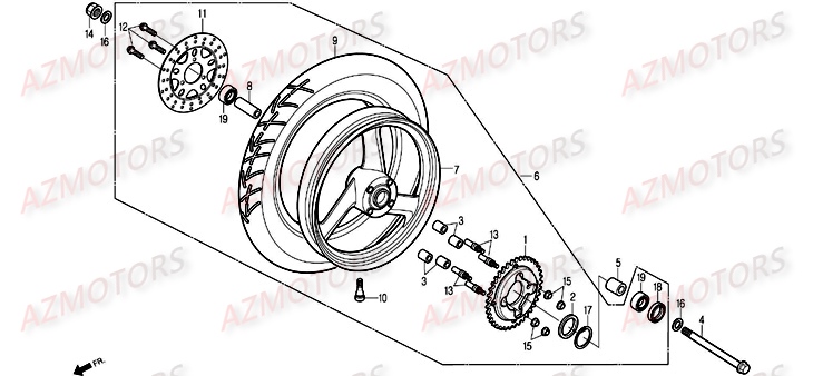 Roue Arriere DAELIM Pièces Moto DAELIM ROADWIN injection 125cc
