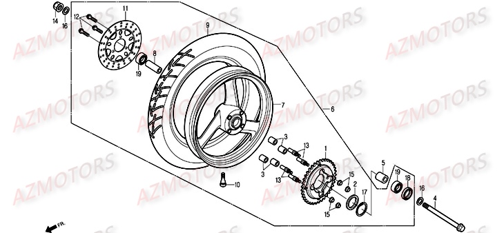 ROUE ARRIERE DAELIM ROADWIN 125 I