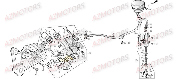Systeme De Frein Arriere DAELIM Pièces Moto DAELIM ROADWIN injection 125cc
