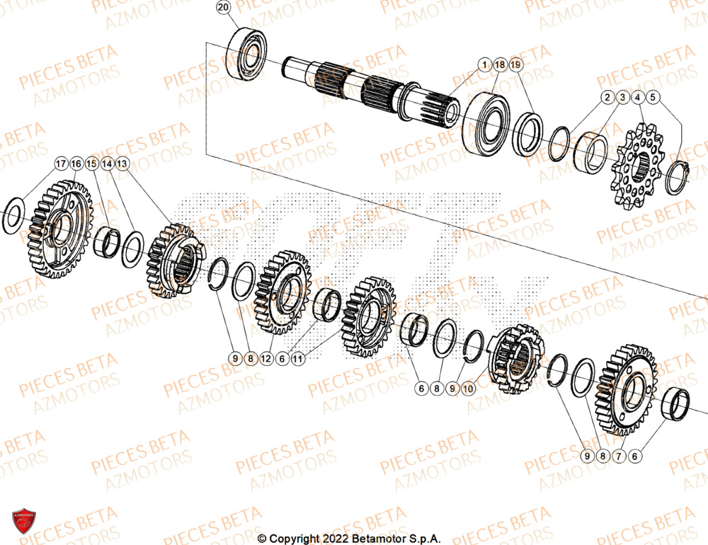 Arbre Secondaire BETA Pièces Beta RR 125 2T RACE - 2026
