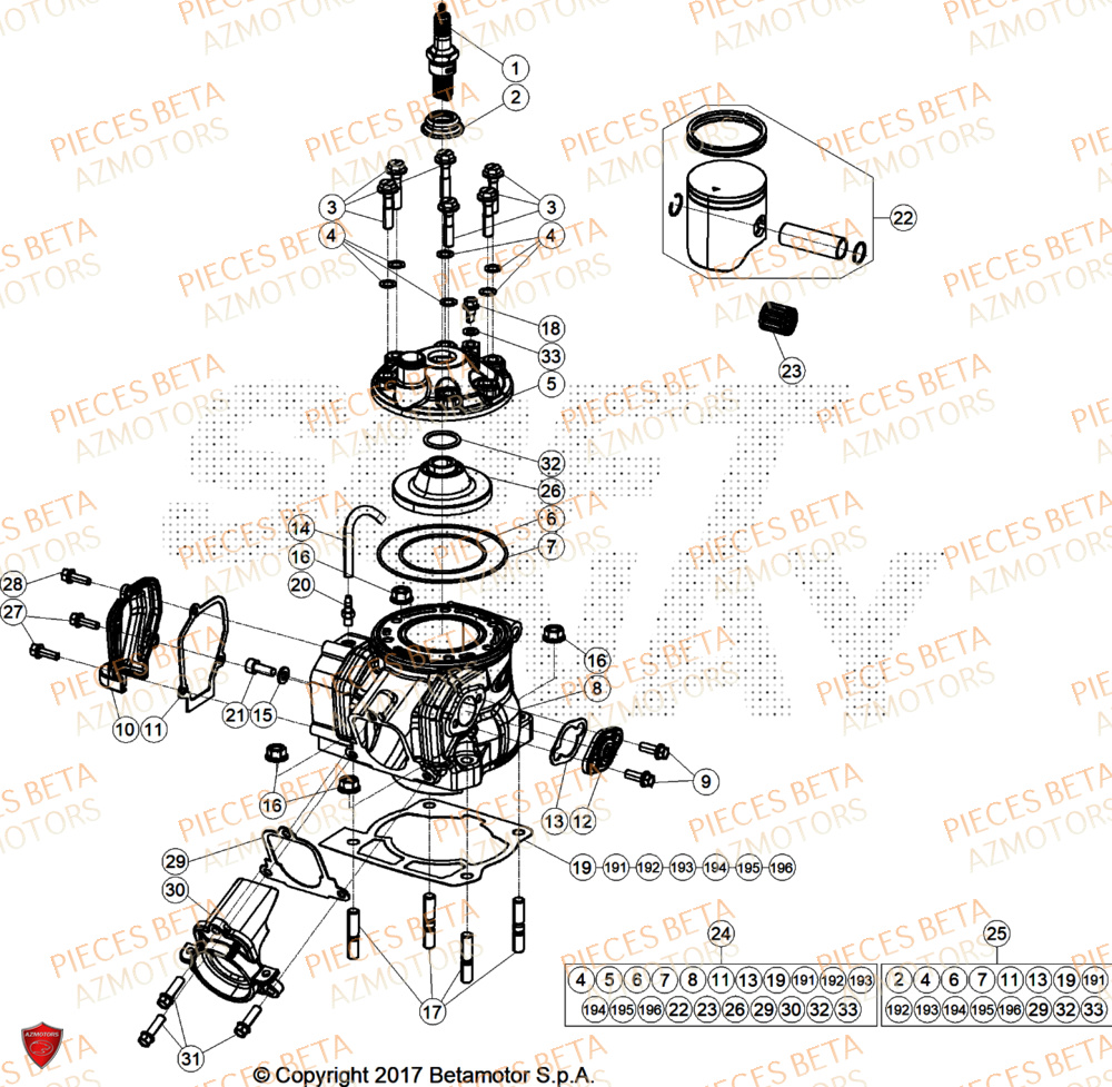 Cylindre BETA Pièces Beta RR 125 2T X-PRO - 2026