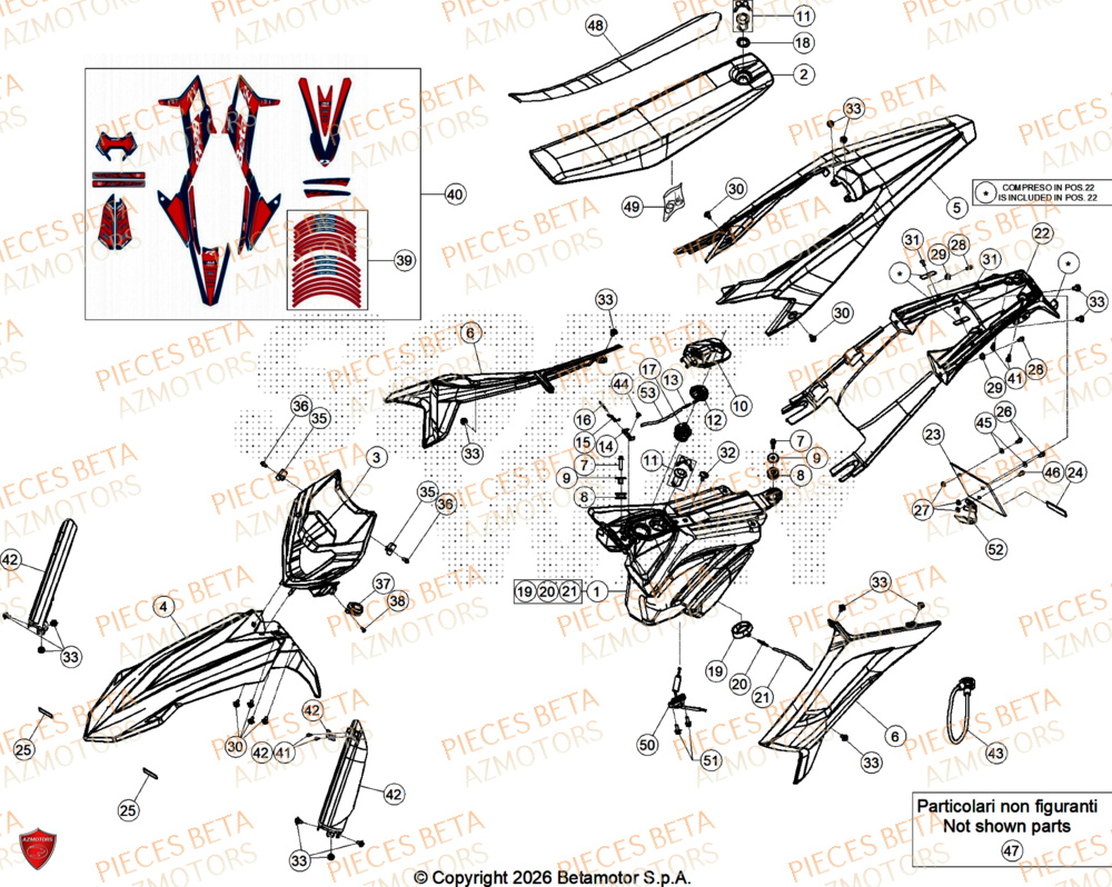 Carenages BETA Pièces Beta ENDURO RR 125 4T R 2026