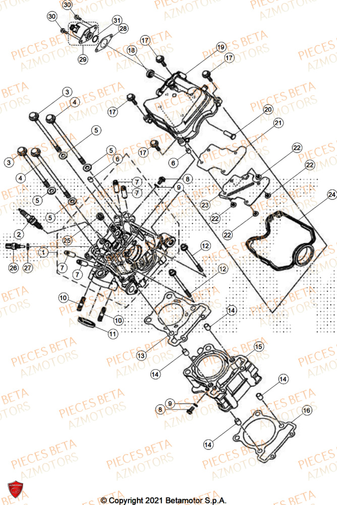 Culasse BETA Pièces Beta ENDURO RR 125 4T R 2026
