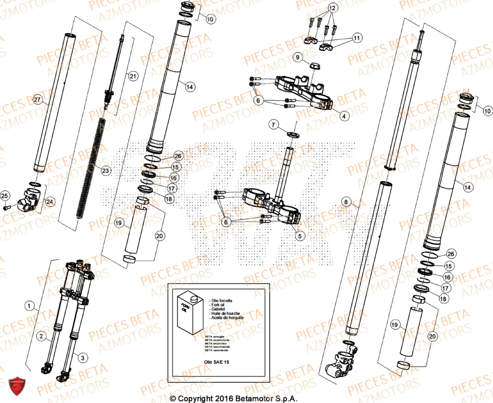 Fourche BETA Pièces Beta ENDURO RR 125 4T R 2026