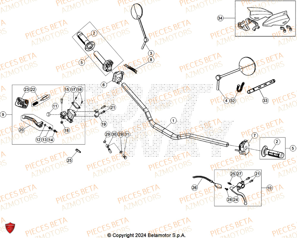 Guidon BETA Pièces Beta ENDURO RR 125 4T R 2026