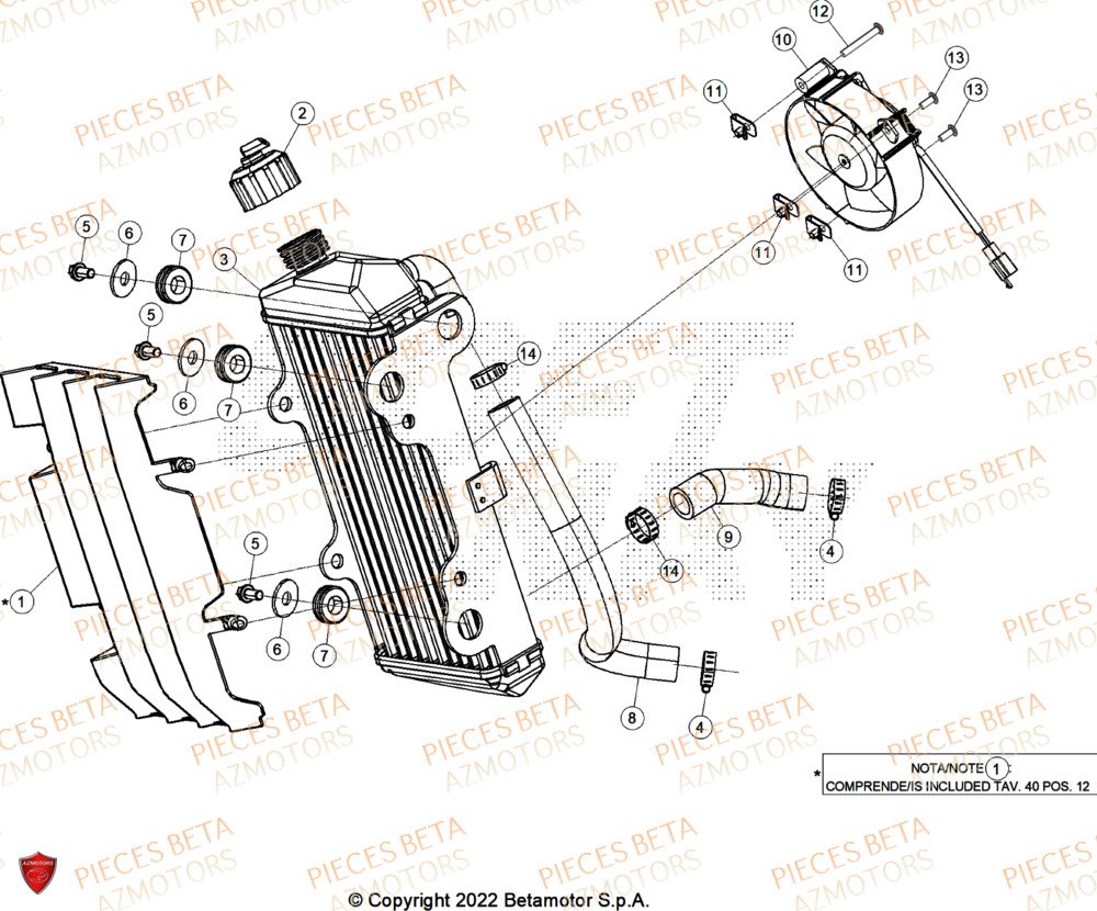 Radiateur BETA Pièces Beta ENDURO RR 125 4T R 2026