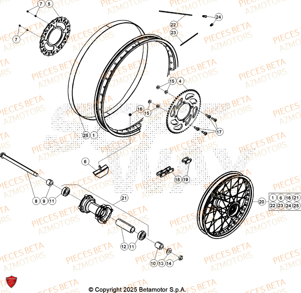 Roue Arriere BETA Pièces Beta ENDURO RR 125 4T R 2026