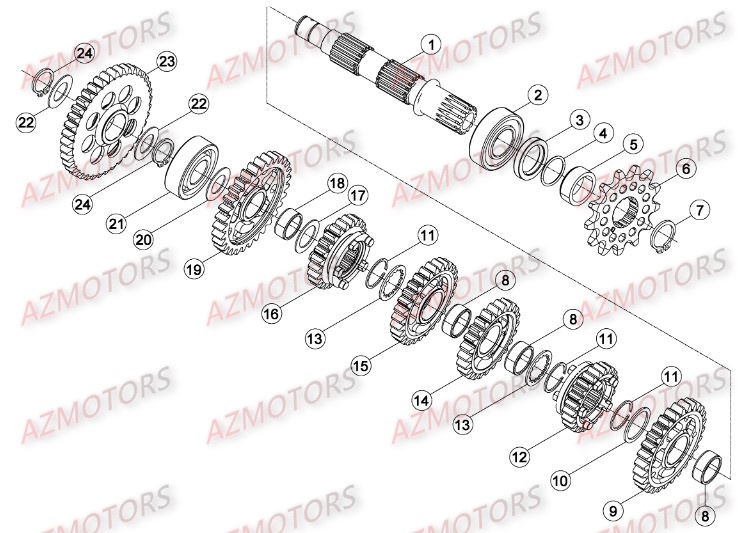 PIGNON DE TRANSMISSION SECONDA IRE BETA pour BOITE A VITESSES 2 de RR-250-2T-16