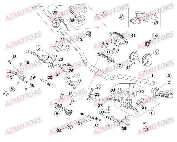 COMMANDES_GUIDON BETA piece beta enduro rr 250 2t 2temps 2016