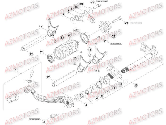 COMMANDE BOITE A VITESSES BETA RR 250 2T 16