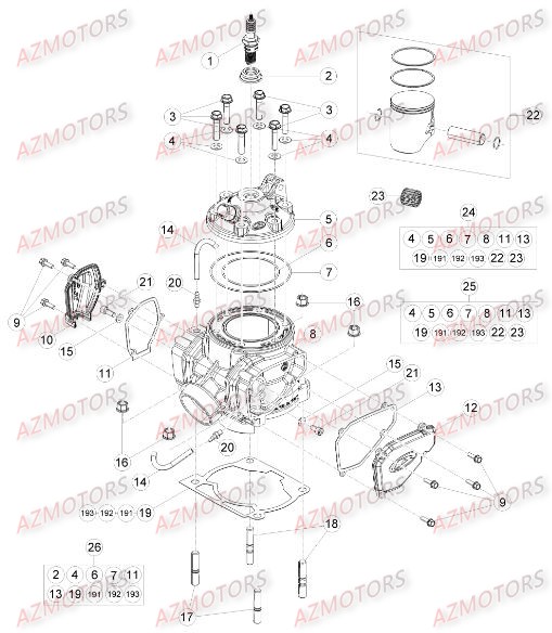 CYLINDRE CULASSE DISTRIBUTION pour RR-250-2T-16