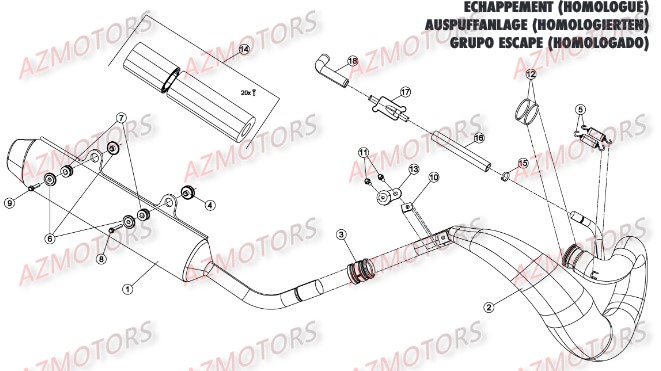 ECHAPPEMENT HOMOLOGUE ROUTE pour RR-250-2T-16