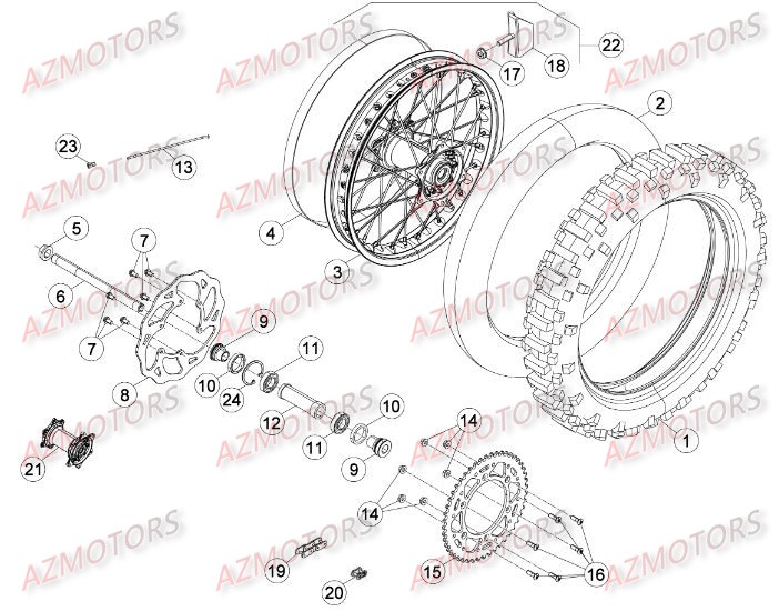 Roue Arriere BETA Pieces BETA RR 2T 250 - (2016)
