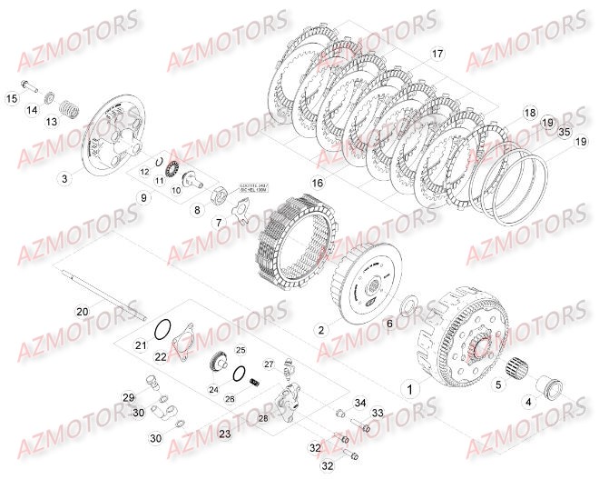 TRANSMISSION EMBRAYAGE pour RR-250-2T-16