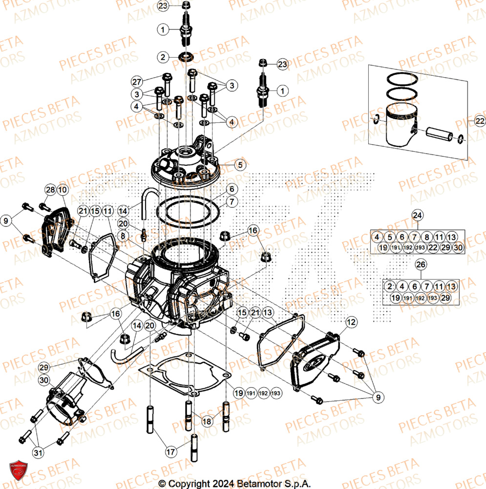 Cylindre BETA Pieces BETA RR 2T 250 RACE - (2026)