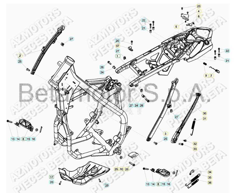 ACCESSOIRES_DU_CHASSIS BETA piece beta enduro rr 250 2t RACING 2temps 2017