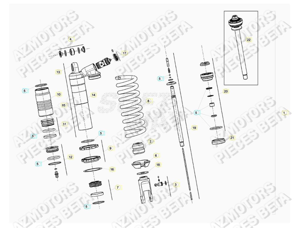 Amortisseur BETA Pieces BETA RR 2T 250 RACING - (2017)