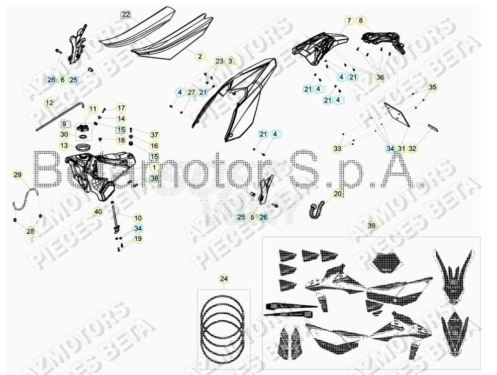 AUTOCOLLANTS UNIVERSAUX POUR JANTES ROUG BETA pour CARENAGE ARRIERE de RR-250-RACING-2T-17