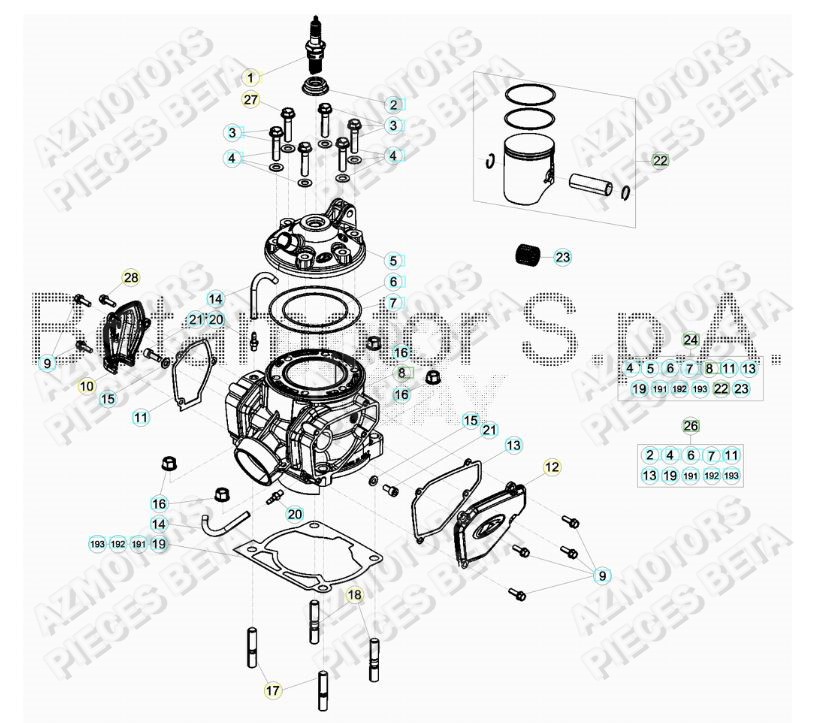 Cylindre BETA Pieces BETA RR 2T 250 RACING - (2017)