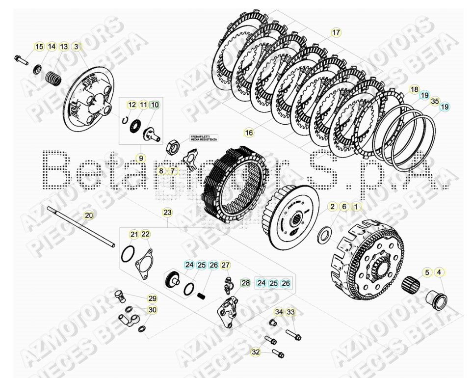 EMBRAYAGE BETA piece beta enduro rr 250 2t RACING 2temps 2017