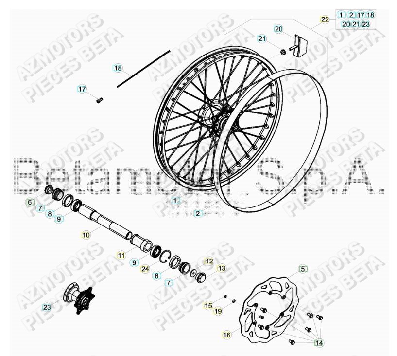BOUCHON PIVOT ROUE BETA pour ROUE AVANT de RR-250-RACING-2T-17