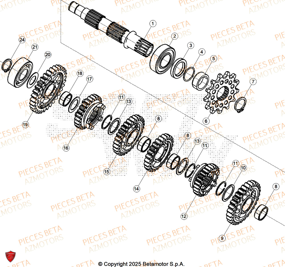 Arbre Secondaire BETA Pieces BETA RR 2T 250 X-PRO - (2026)