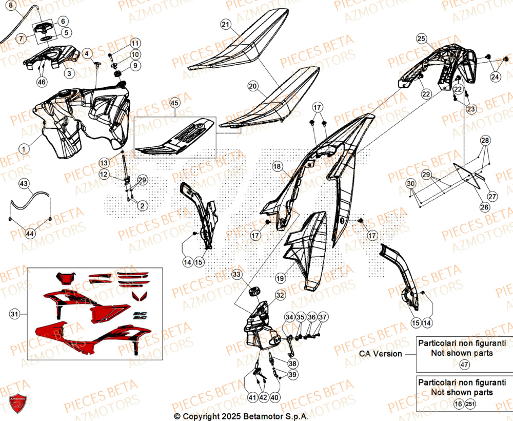 Carenages Arriere BETA Pieces BETA RR 2T 250 X-PRO - (2026)