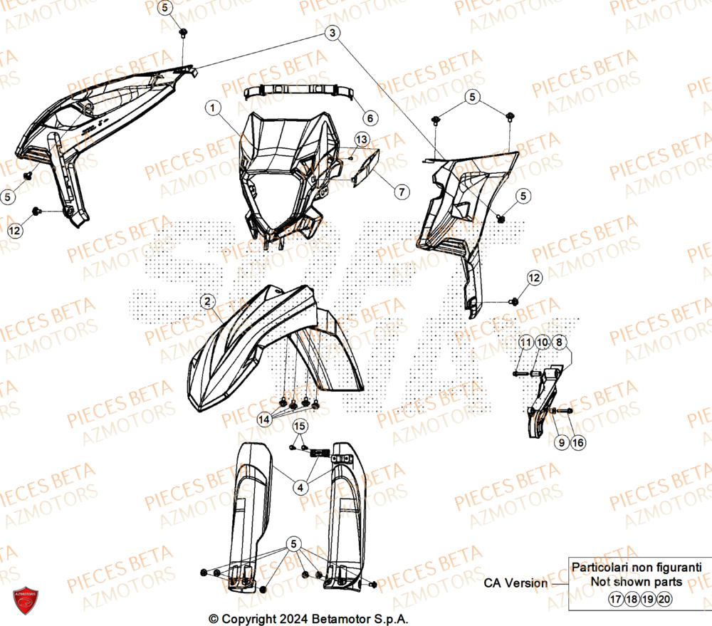Carenages Avant BETA Pieces BETA RR 2T 250 X-PRO - (2026)