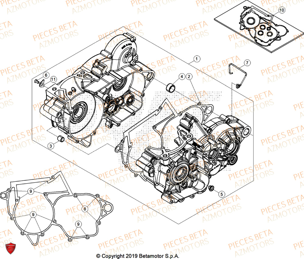 Carter Moteur BETA Pieces BETA RR 2T 250 X-PRO - (2026)