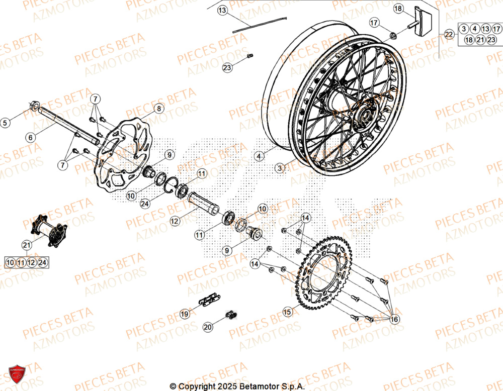 Roue Arriere BETA Pieces BETA RR 2T 250 X-PRO - (2026)