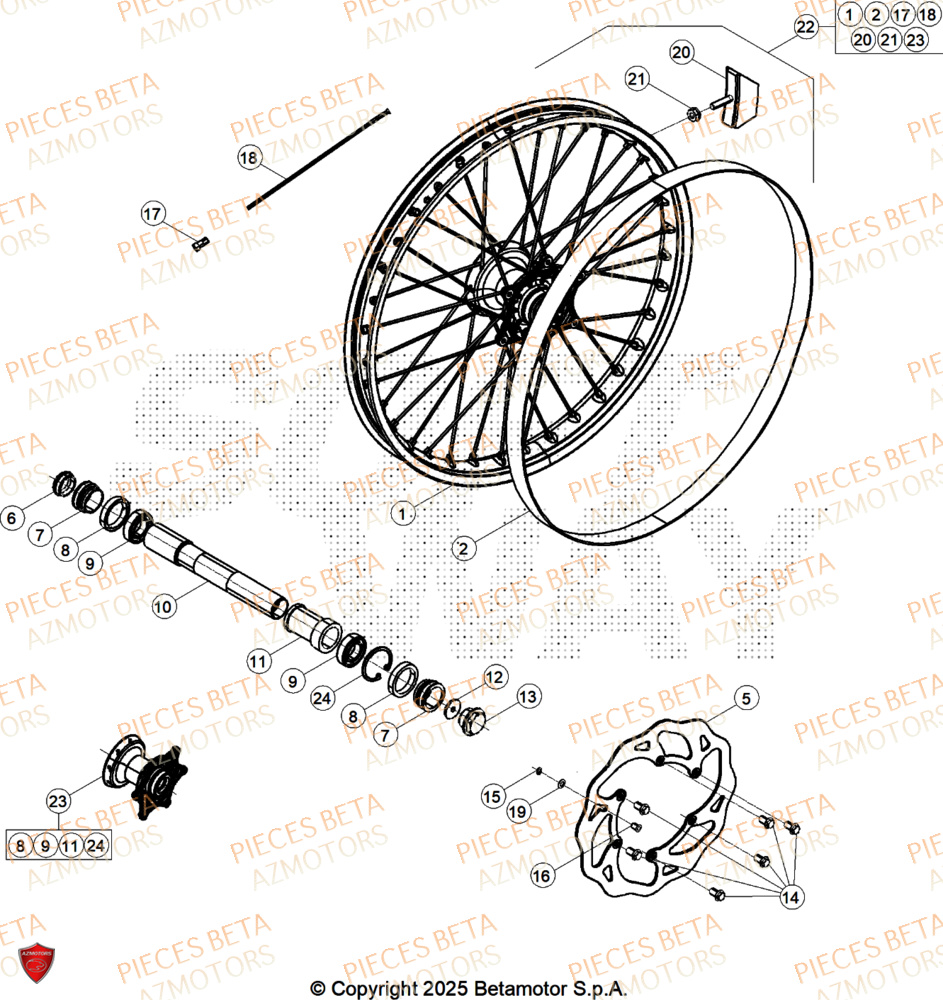 Roue Avant BETA Pieces BETA RR 2T 250 X-PRO - (2026)